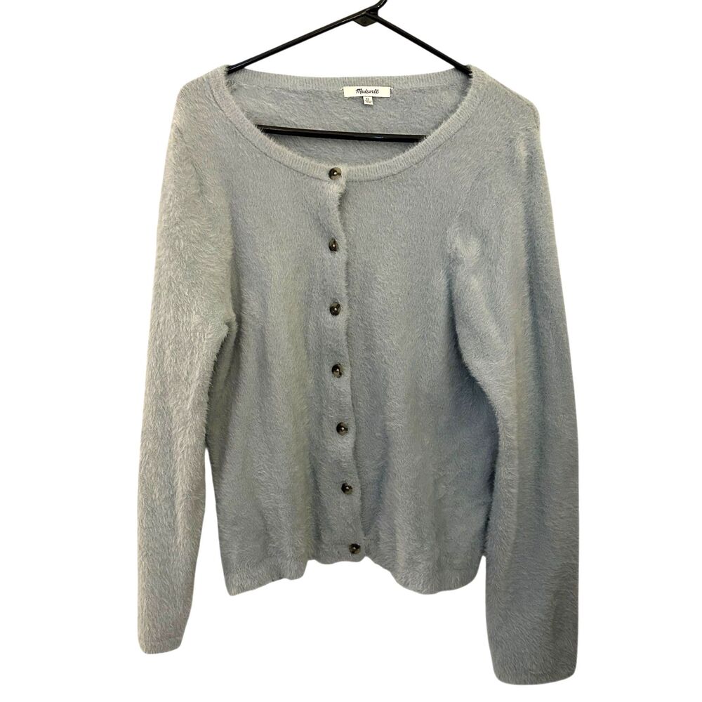 Madewell Light Blue Fuzzy Button-Up Scoop Neck Cardigan – Size XL